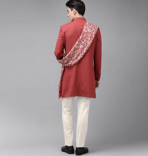 Men Slim Fit Self Design Ethnic Suit